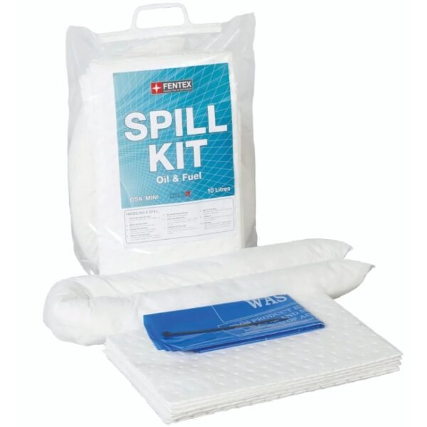 spilltek astraspill fentex 10 litre oil & fuel spill kit in clip top bag