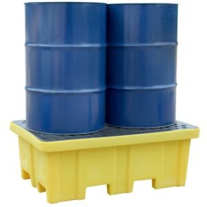 Romold bp2fw 2 drum spill pallet with 4 way fork lift access